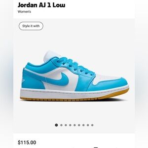 Jordan AJ 1 Low Kids Sneakers - Sky Blue and White